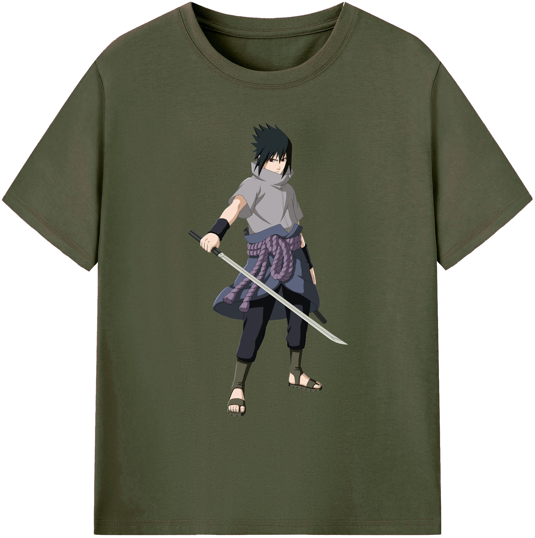 （画像用） NARUTO -ナルト- うちは サスケ Uchiha Sasuke 綿100％ メンズ半袖Tシャツ｜肌触りやわらか＆通気性